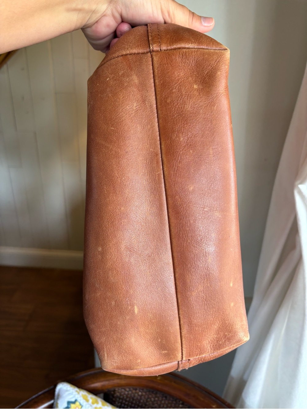 Madewell Medium Transport Tote Leather Bag English Saddle Brown Front Pocket - Picture 9 of 9